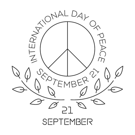 International Day of Peace. World Peace Day line logo design. September 21. Peace symbols. Vector illustrationのイラスト素材