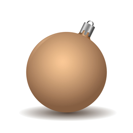 Beige Christmas ball on a white background; Christmas tree toy;Vector illustrationのイラスト素材