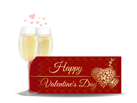 Two glasses of champagne for greeting card designのイラスト素材