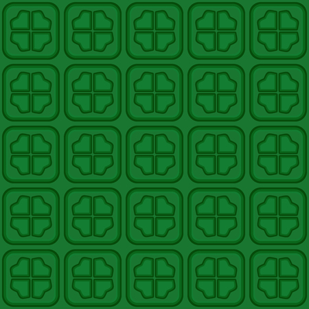 Green vector seamless pattern with four leaf clover. St. Patricks Day background. Vector illustrationのイラスト素材