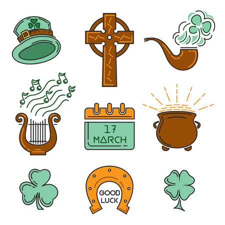 Multicolored icons set for St. Patricks Dayのイラスト素材