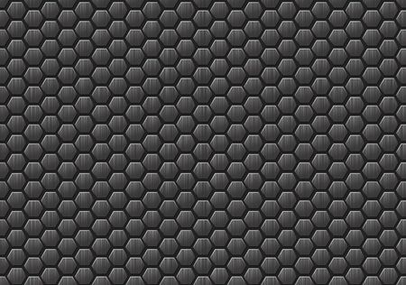 Seamless metallic texture composed of hexagons. Metal honeycombs on a gray background. Vector illustrationのイラスト素材