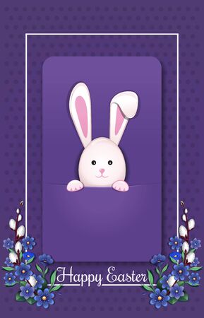 Happy Easter. Greeting card with easter bunnyのイラスト素材