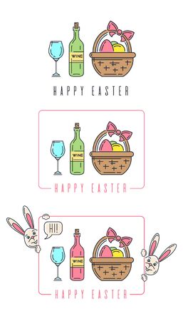 Line logo icon set for Easter. Vector illustrationのイラスト素材