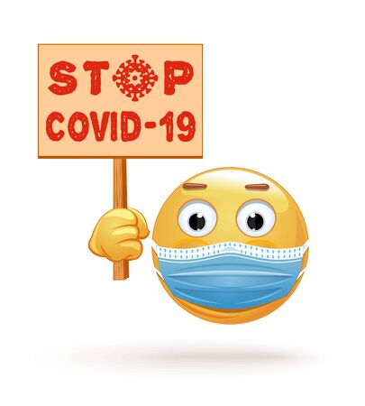 Emoji in medical mask. Medical mask emoji iconのイラスト素材