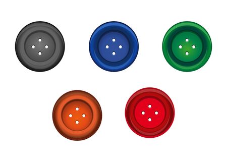 Set of multi-colored sewing button for clothes. Stud icon. Vector illustrationのイラスト素材