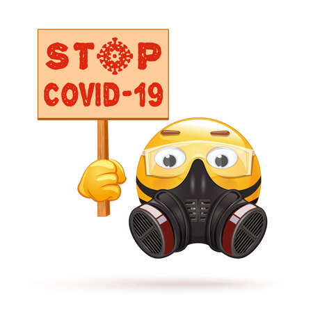Emoji in a respirator and protection glassesのイラスト素材