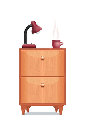 Interior item bedside table with a table lampのイラスト素材