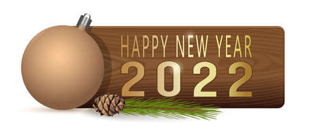 New Year banner with yellow christmas ball