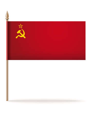 USSR flag on a wooden pole. Vector iconのイラスト素材
