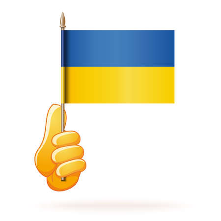 Hand waving flag of Ukraine. Vector iconのイラスト素材