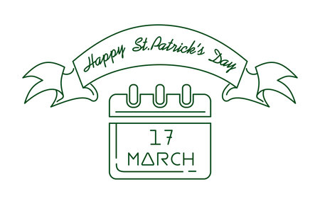 Calendar with the date March 17, line icon. Happy St. Patrick's Day. . Vector illustrationのイラスト素材
