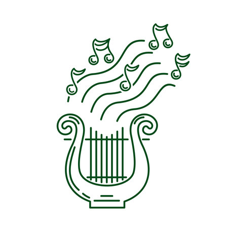 Harp line icon. linear style sign for infographic, website or app. Musical instrument harp outline symbol. Vector illustrationのイラスト素材