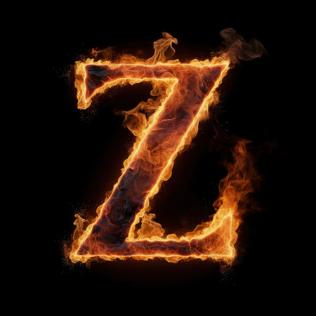 Capital letter Z consisting of a flameの写真素材
