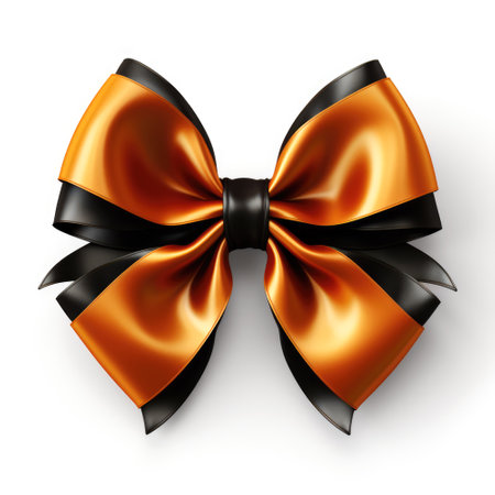 Black and orange bow for Halloween decoration isolated on white. AI generatedの写真素材
