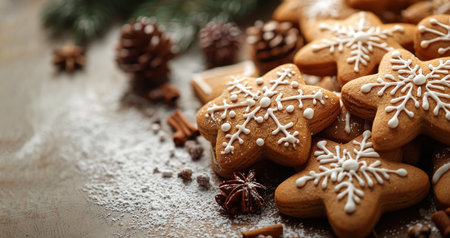 Christmas gingerbread cookies, copy spaceの写真素材