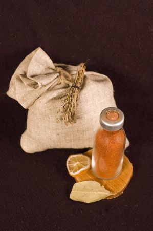 different types of spice in the different packageの写真素材