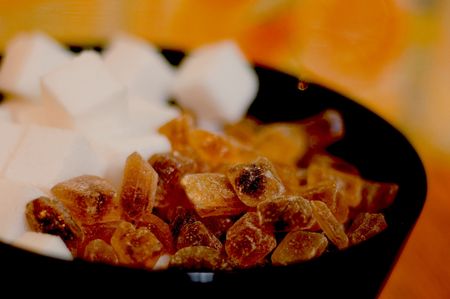 grape-sugar on the table with cane sugar
