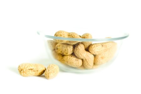 groundnut with shells on the white background
