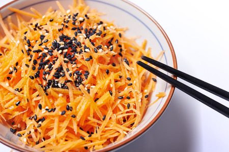 fresh healthy carrot salad in bowlの写真素材