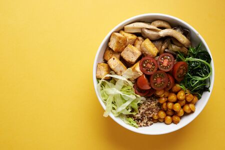 buddha bowl with chickpeas, quinoa and vegetablesの写真素材