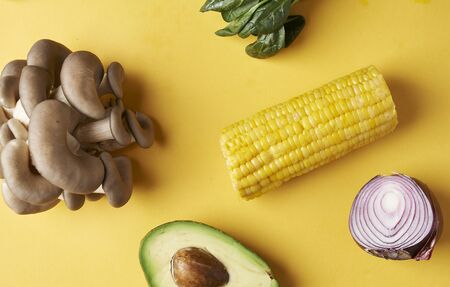 fresh raw vegetables with place for textの写真素材