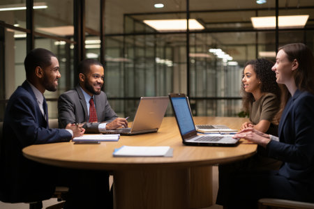 Group of multiethnic businesspeople working together in modern office.の写真素材