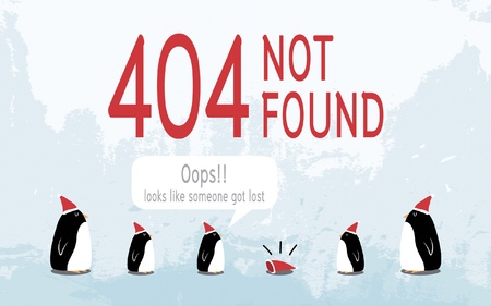 Christmas 404 error - Penguin family
