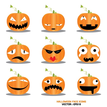 Halloween, pumpkin face iconsのイラスト素材