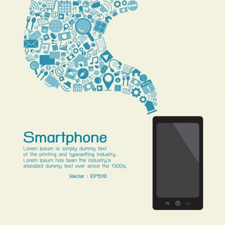 Smartphone and applications, vectorのイラスト素材