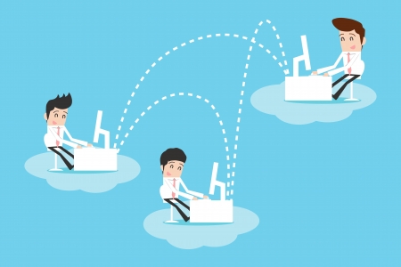 Businessman working on cloudのイラスト素材