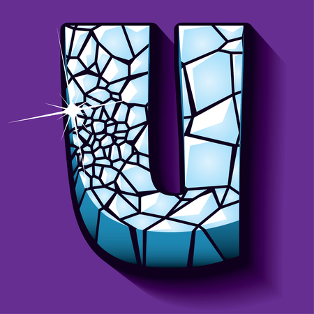 Ice font -letter U on purple backgroundのイラスト素材