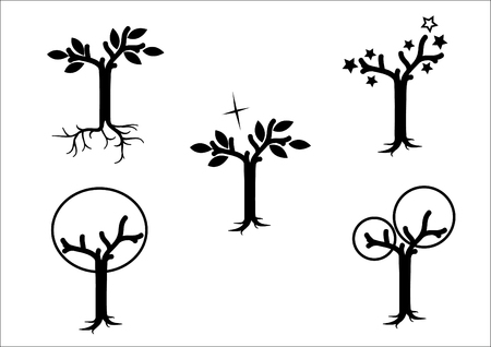 Magical trees -black on whiteのイラスト素材