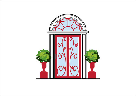 Glass door with fine ornamentsのイラスト素材