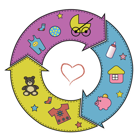 Arrows circle, kids stufのイラスト素材