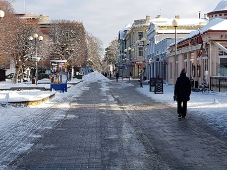Winter sketches of the architecture of the resort city of Jurmala. Latvia, January 2019.のeditorial素材