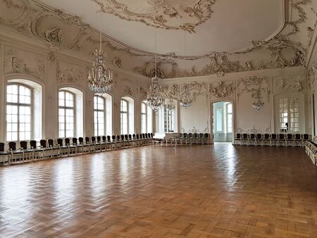 Rooms and the luxurious interior inside the Rundale Palace. Latvia, May 2019.のeditorial素材
