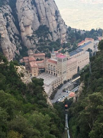 Montserrat Catholic Monastery on the background of the mountains in Catalonia. October 2016.のeditorial素材