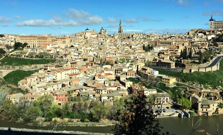 Panorama of the historical beautiful Spanish city of Toledo in March 2018.のeditorial素材