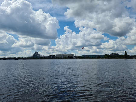 Panorama of the Latvian capital city Riga and its sights on June 29, 2021のeditorial素材