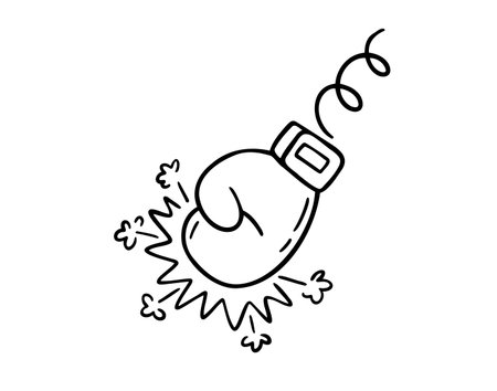 Boxing glove making powerful hit with motion and impactのイラスト素材