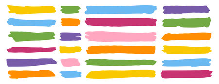 Hand drawn colored underline strokes grunge style decorative designのイラスト素材