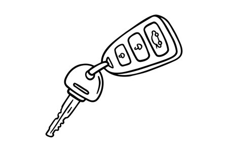 car key icon doodle hand drawn. Outline line drawing clipart symbolのイラスト素材