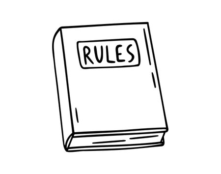 rule book icon doodle hand drawn. Outline rules book line drawing clipart symbolのイラスト素材