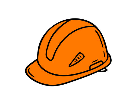 construction helmet icon doodle hand drawn. colorful cartoon orange line drawing clipart symbolのイラスト素材