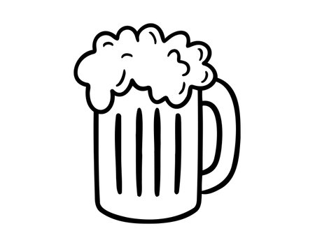 beer mug icon doodle hand drawn. outline line drawing clipart symbolのイラスト素材