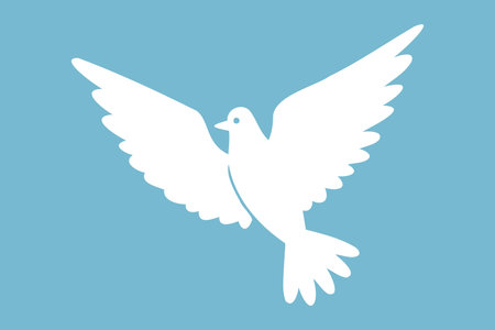 Dove of peace silhouette icon. drawing flying pigeon clipart symbolのイラスト素材