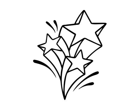 shooting stars icon doodle hand drawn. Outline shooting stars line drawing clipart symbolのイラスト素材