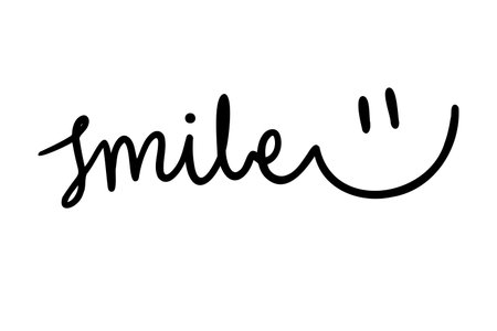 funny smile lettering icon. smile symbol emotion smiley face in doodle hand drawn style. symbol for happy international day of happinessのイラスト素材