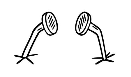 hammered nail doodle hand drawn icon. Outline drawing nail line clipart symbolのイラスト素材